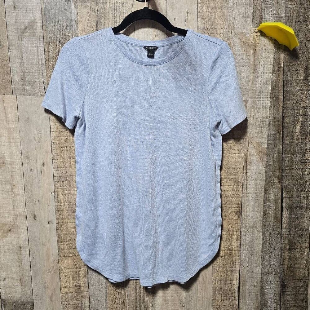 Ann Taylor Blue Marled Tunic Tee XSP Minimalist Versatile Office Modest Business